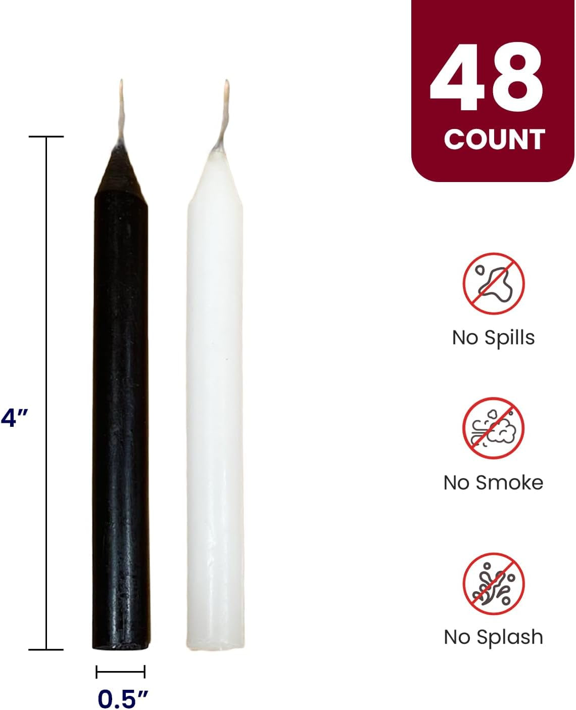 Spell Candles 48 Pack 4" Tall X 1/2" Dia, 12 Colors 4 Mini Candles Black, White, Green, Red, Yellow, Orange, Blue, Brown, Pink, Purple, Grey, Non-Metallic Gold, and Candle Spell E-Book