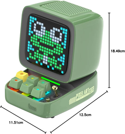 Ditoo Programmable Pixel Art Led-Bluetooth-Speaker Showing-Clock Emoji DIY Design for Home Wedding Party Decoration with Wireless App Control (Green)