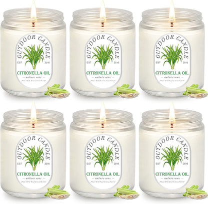Citronella Candles Outdoor Indoor Large, 6 Pack 7.1 Oz Soy Wax 270 Hours Long Lasting Citronella Candles Sets for Home Garden Patio Balcony