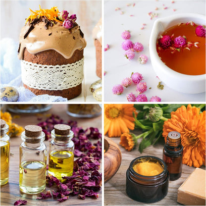 Dried Flowers, Natural Dried Flower Herbs Kit for Bath, Soap Making, Candle Making - 16 Bags Include Dried Lavender, Rose Petals, Jasmine Flower, Gomphrena Globosa (16 Bags)