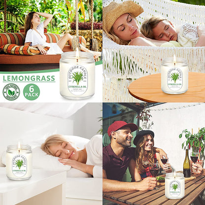 Citronella Candles Outdoor Indoor Large, 6 Pack 7.1 Oz Soy Wax 270 Hours Long Lasting Citronella Candles Sets for Home Garden Patio Balcony