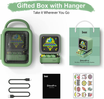 Ditoo Programmable Pixel Art Led-Bluetooth-Speaker Showing-Clock Emoji DIY Design for Home Wedding Party Decoration with Wireless App Control (Green)