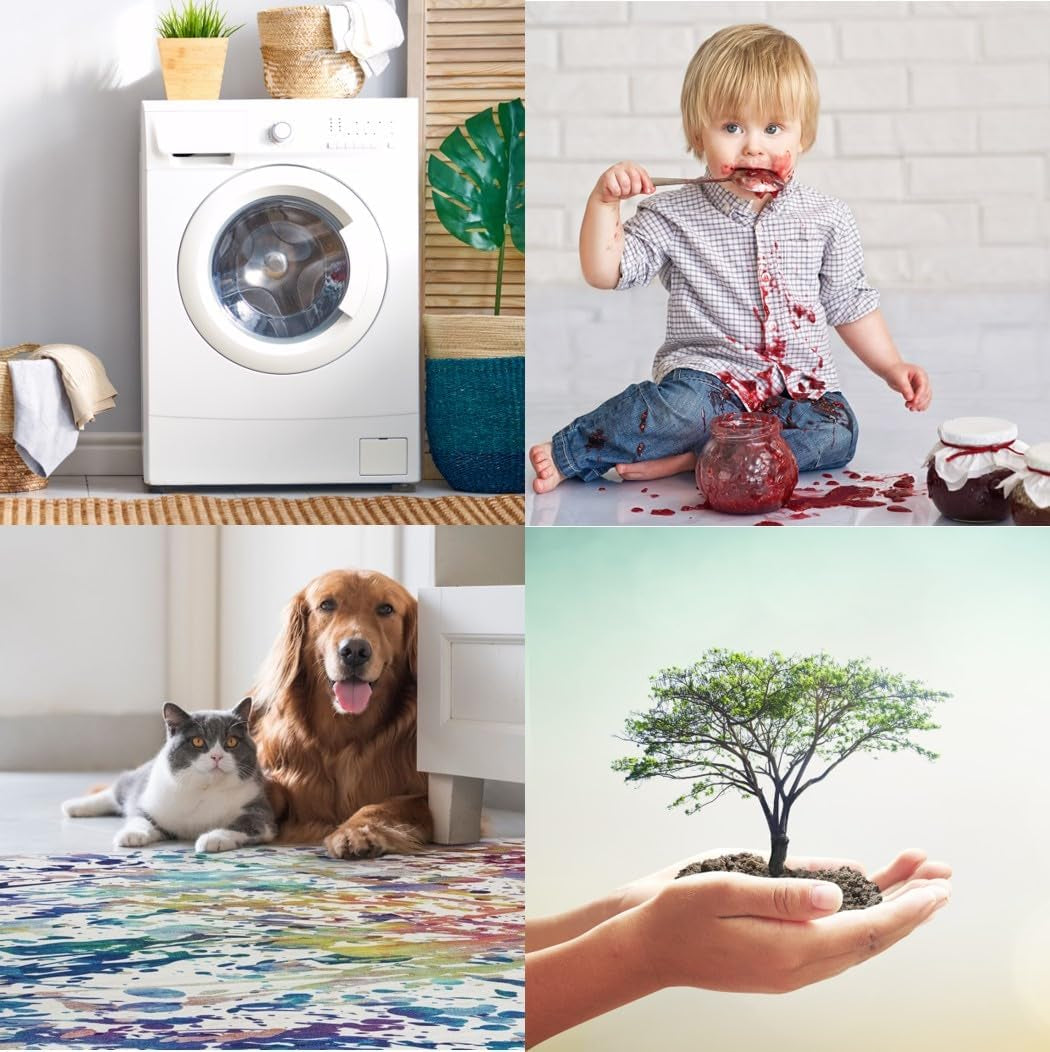 Realife Machine Washable Area Rug - Versatile Padded Low Pile Stain Resistant Design for Living Room, Bedroom, Bathroom, Kitchen, Entryway, and Office - Boho Vintage Traditional Style - Lyle - Blue 7'6" x 9'6