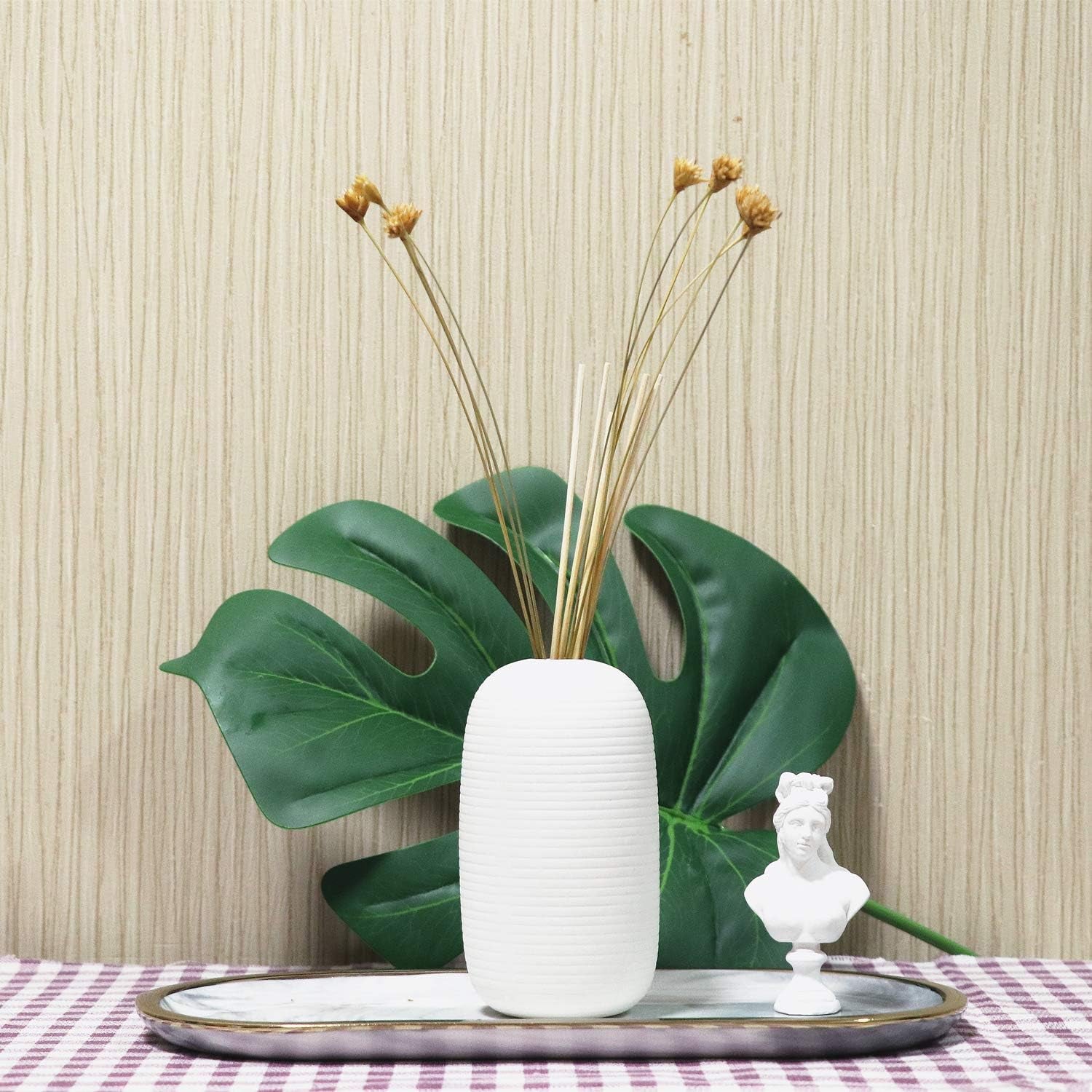 Reed Diffuser, Reed Diffuser Set, Oil Diffuser & Reed Diffuser Sticks, Jasmine Scent Reed Oil Diffuser Set, Preserved Real Flower Stress Relief Sandalwood Diffuser with Incense Sticks