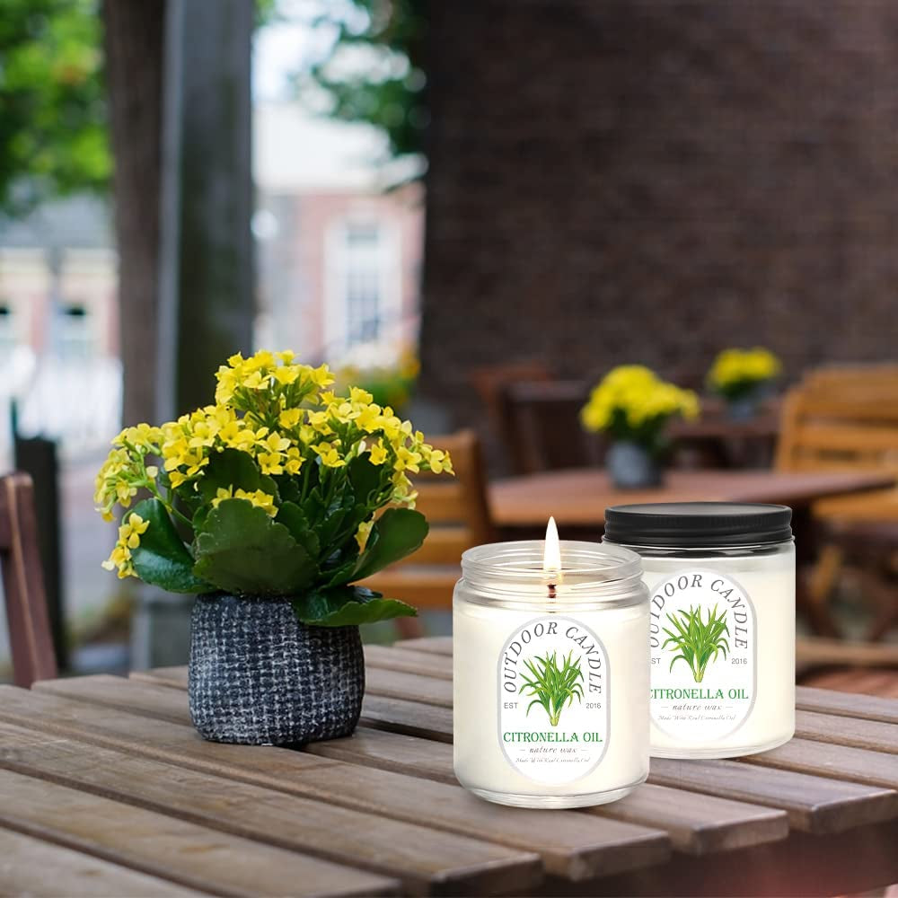 Citronella Candles Outdoor Indoor Large, 6 Pack 7.1 Oz Soy Wax 270 Hours Long Lasting Citronella Candles Sets for Home Garden Patio Balcony