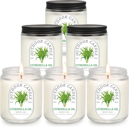 Citronella Candles Outdoor Indoor Large, 6 Pack 7.1 Oz Soy Wax 270 Hours Long Lasting Citronella Candles Sets for Home Garden Patio Balcony