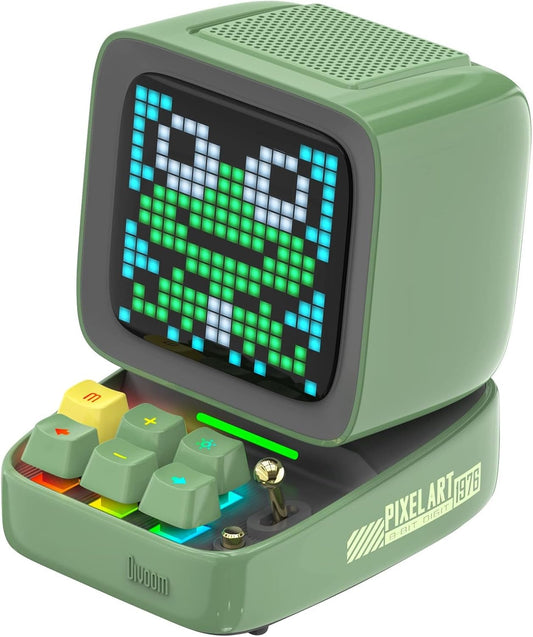 Ditoo Programmable Pixel Art Led-Bluetooth-Speaker Showing-Clock Emoji DIY Design for Home Wedding Party Decoration with Wireless App Control (Green)