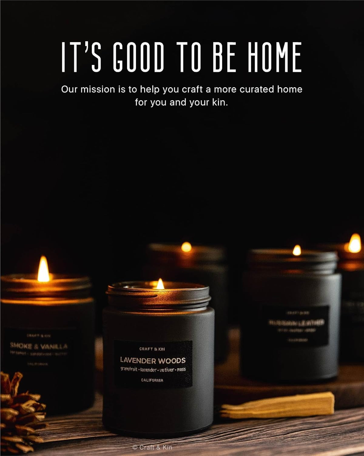 Premium Smoke & Vanilla Candle | Black Spring Scented Candles for Men | Long Lasting with 45 Hour Burn Time, 7.6Oz | Made with Soy | Aromatherapy at Home | Gifts for Men