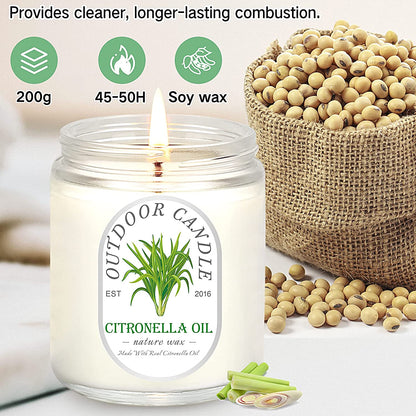 Citronella Candles Outdoor Indoor Large, 6 Pack 7.1 Oz Soy Wax 270 Hours Long Lasting Citronella Candles Sets for Home Garden Patio Balcony